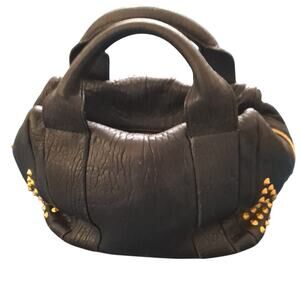 MCM Keana Boston Studded 2-Way Satchel Handbag Shoulder Bag Black Leather